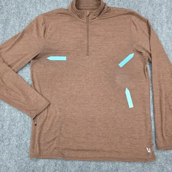 Vuori Pullover Men XL Brown Ease Performance 1/2 Half Zip 2.0 Long Sleeve Active - Picture 12 of 14